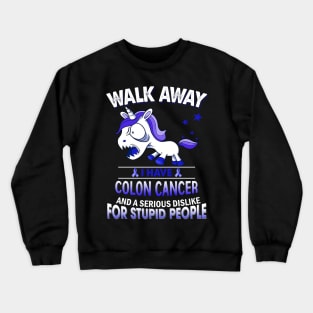 funny colon cancer grumpy unicorn warrior Crewneck Sweatshirt